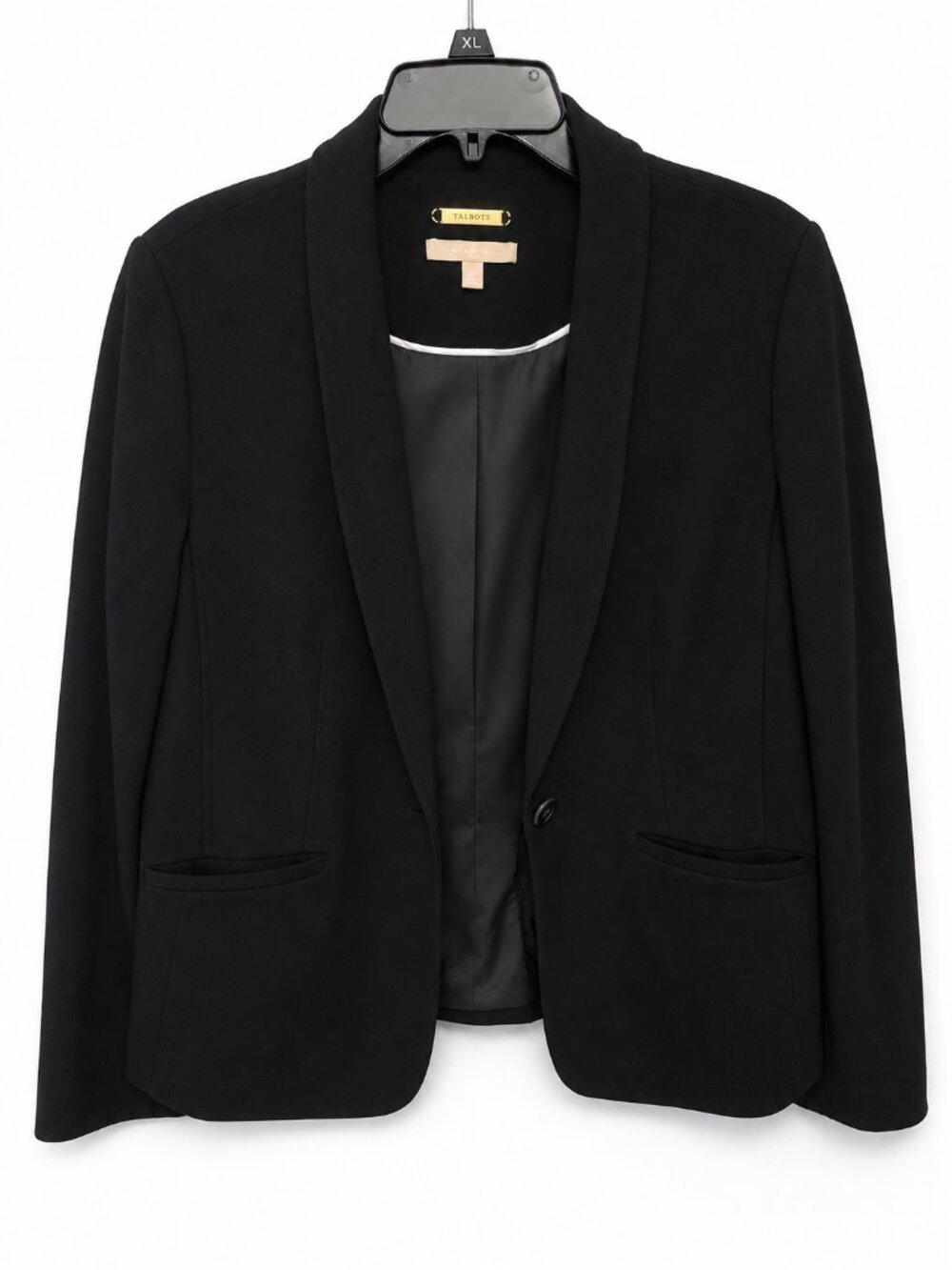 Talbots Black Knit Blazer | Italian Fabric | Size 10 | Shawl Collar Career Jacke